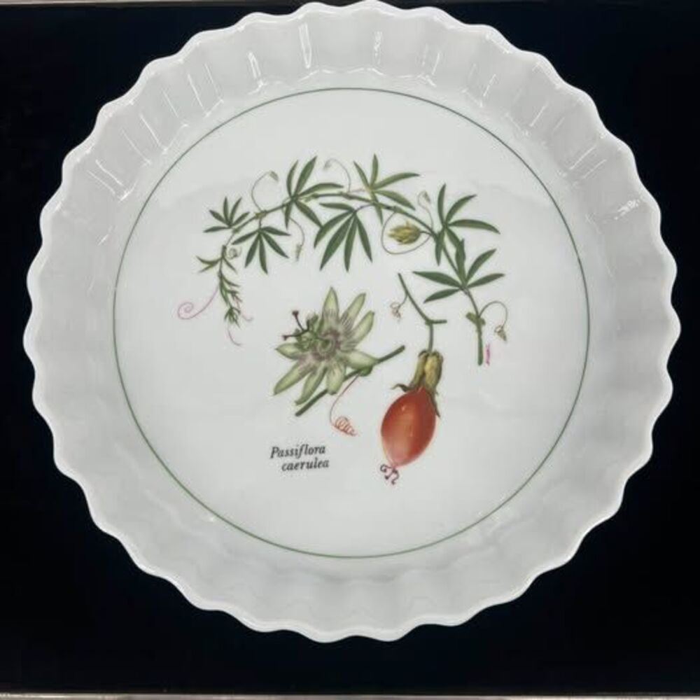 Le Faune France Porcelain Passiflora Caerulea Botanical Quiche Tart Dish 10"